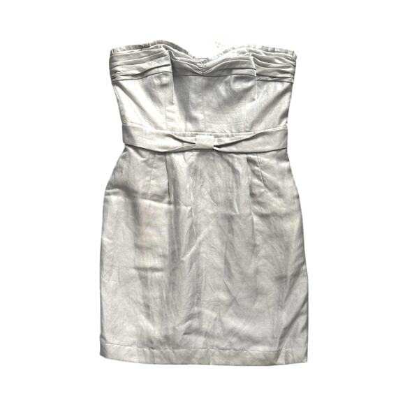 NEW CLUB MONACO SANIE SILVER STRAPLESS DRESS SIZE 8 $179 OLD MONEY - Picture 1 of 10